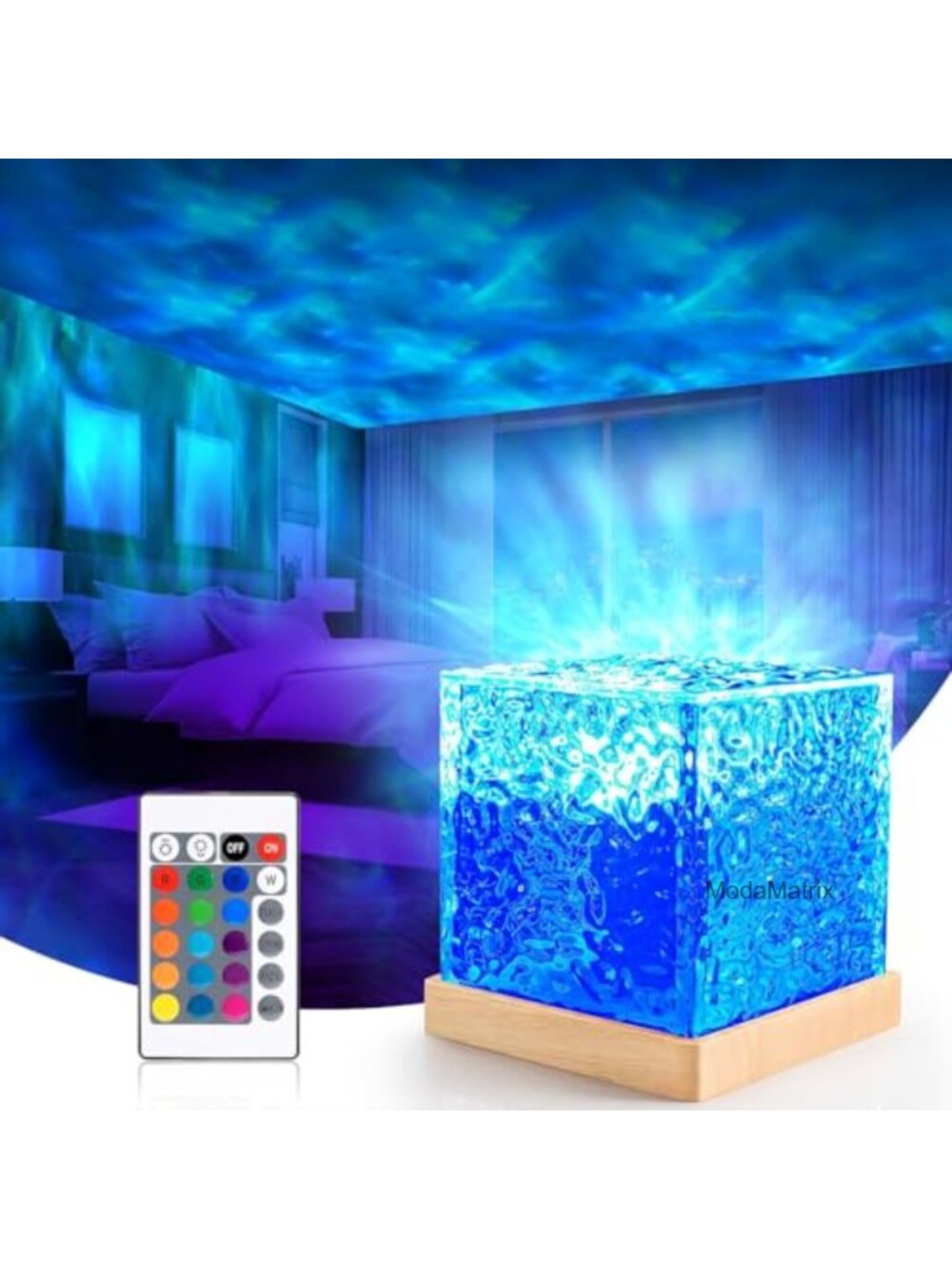 Rotating Ocean Wave Projector Night Light with Remote 16 Colors